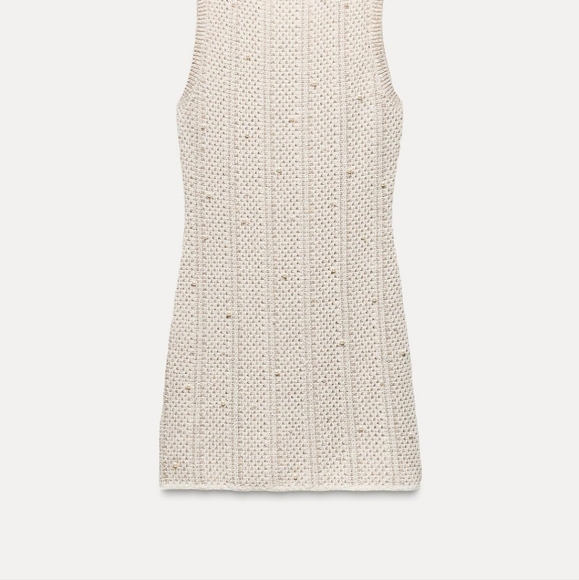 ZARA PEARL KNIT MINI DRESS SIZE M - Picture 7 of 14